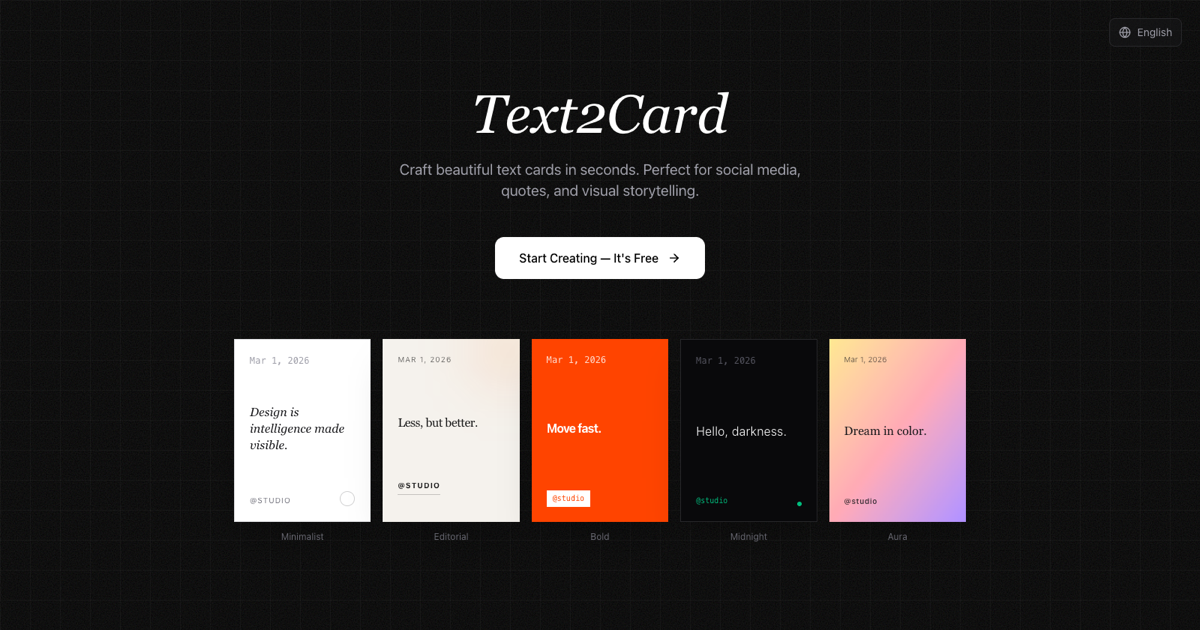 Text2Card - Create Beautiful Text Cards